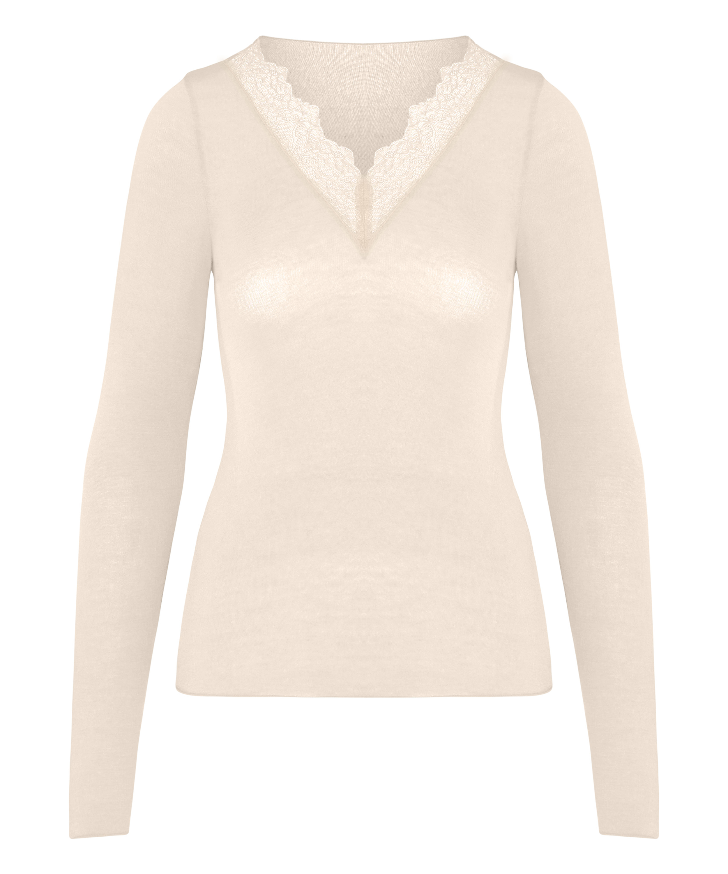 super soft Lace V-Neck shirt with Cashmere, White, main