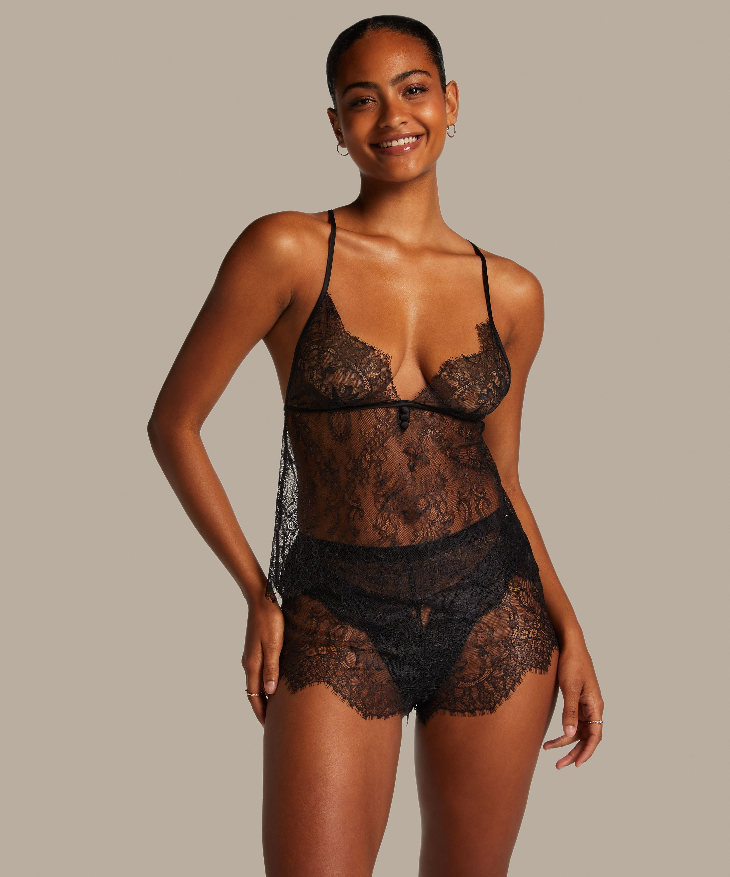 Delphine Lace Shorts, Black, main