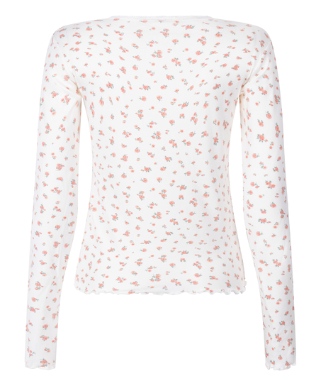 Ribbed Pyjama Top, White