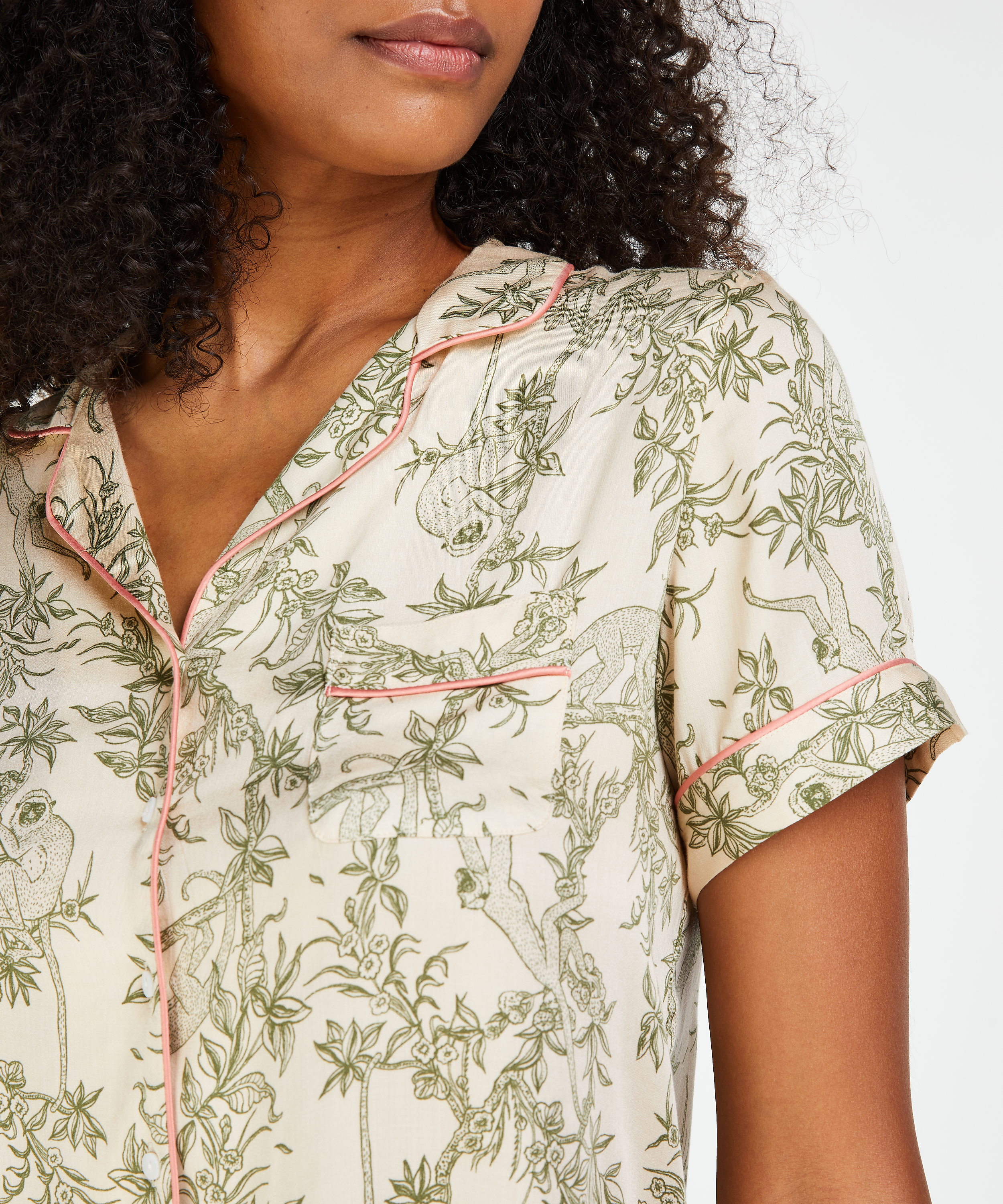 Woven Pyjama Jacket, Beige, main