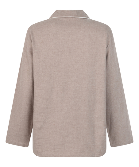 Essentials Flannel Pyjama Top, Beige