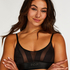 Glossy Mesh Bralette, Black