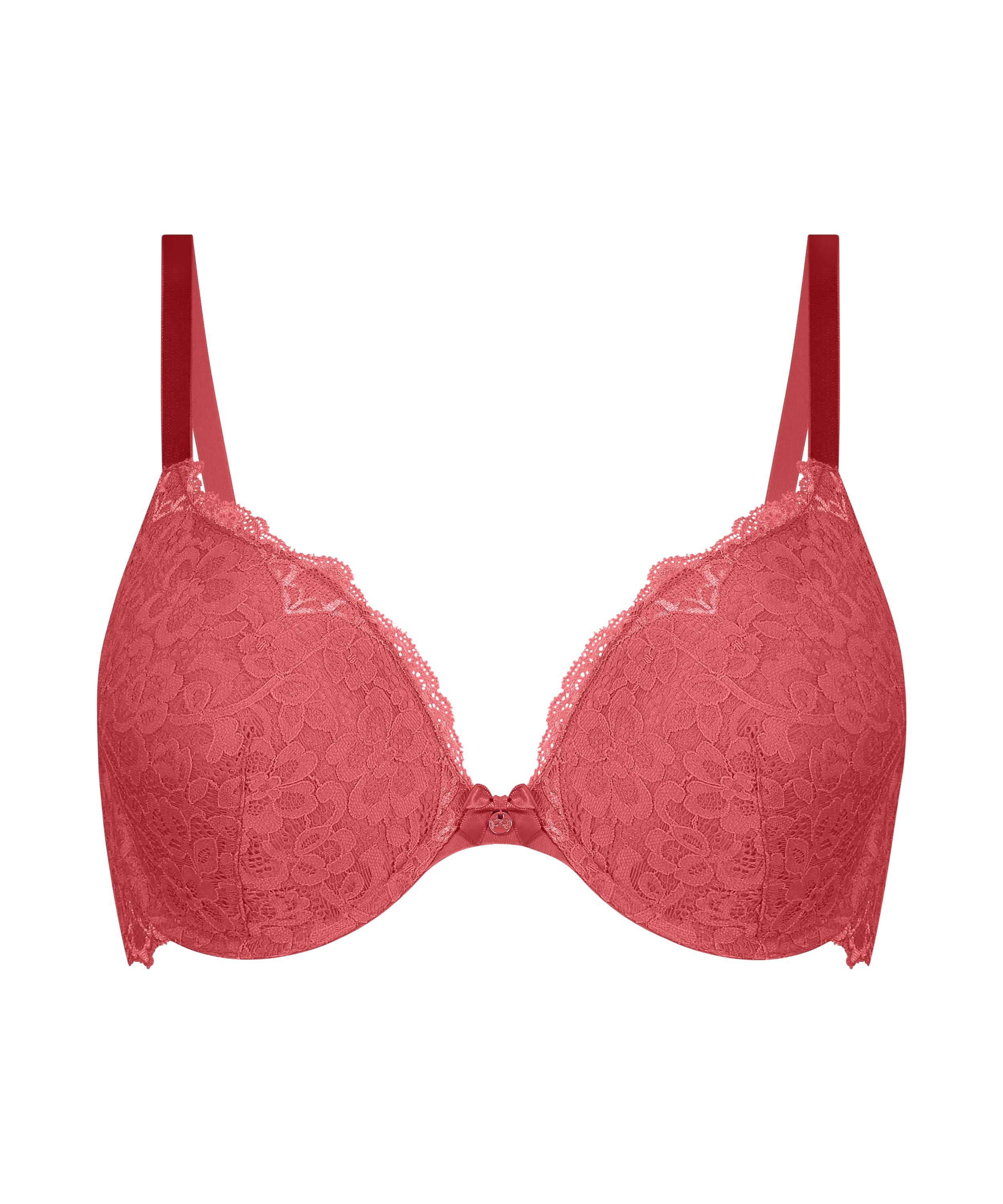 Marine Padded Push-Up Underwired Bra, Red, main