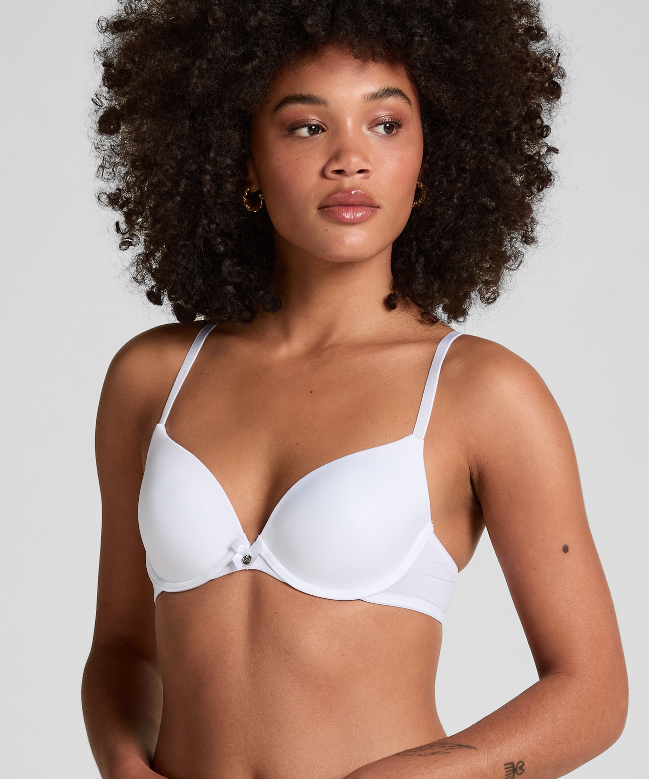 Plunge Padded Underwired Bra, White, main