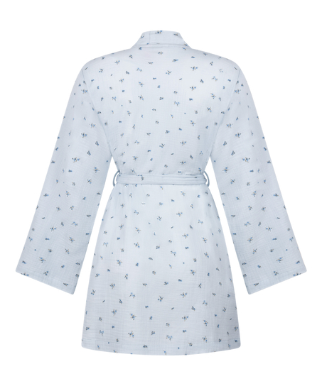 Muslin Robe Short, Blue