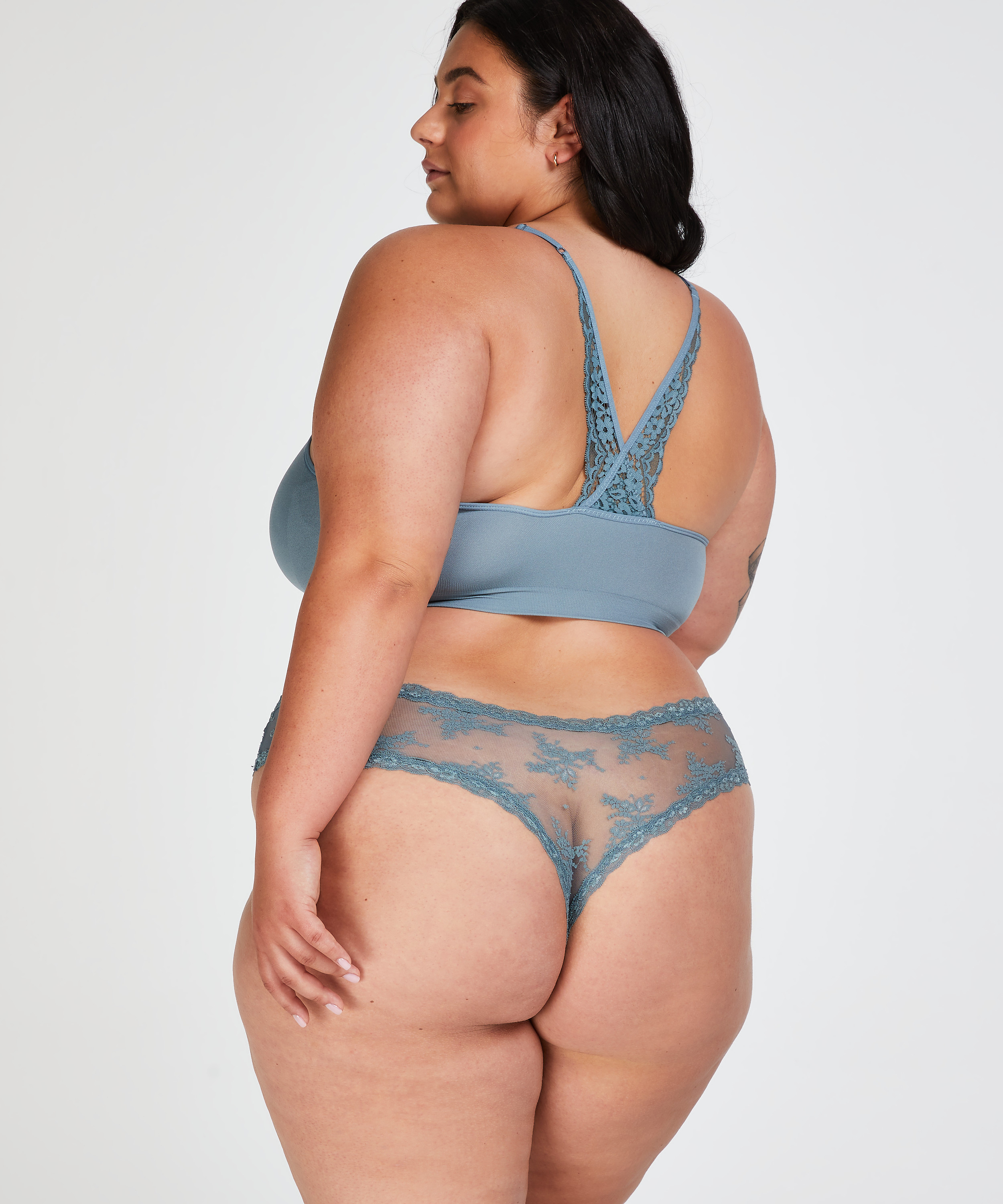 V-shaped Brazilian knickers mesh, Green, main