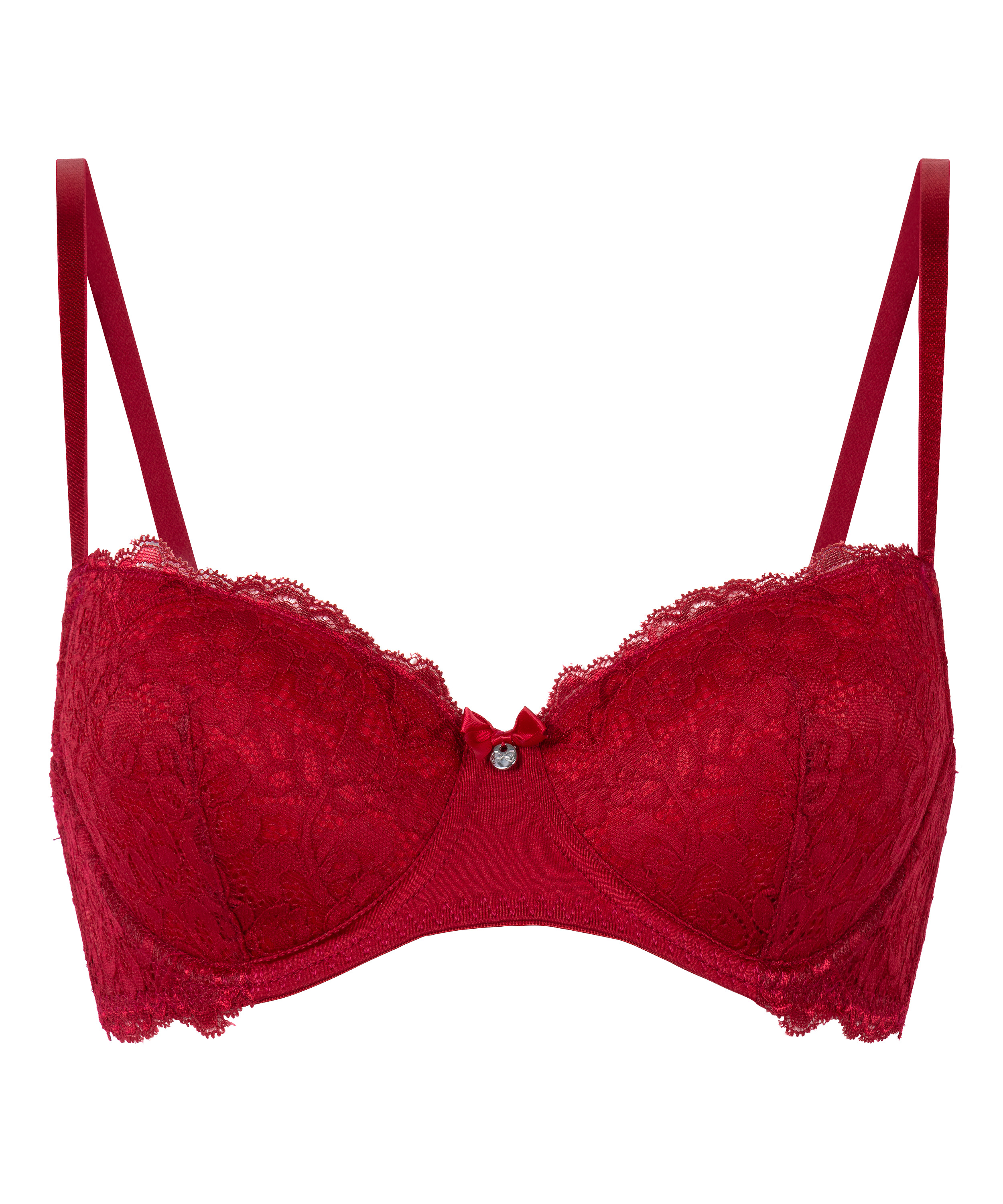 Marine Padded Underwired Bra, Red, main