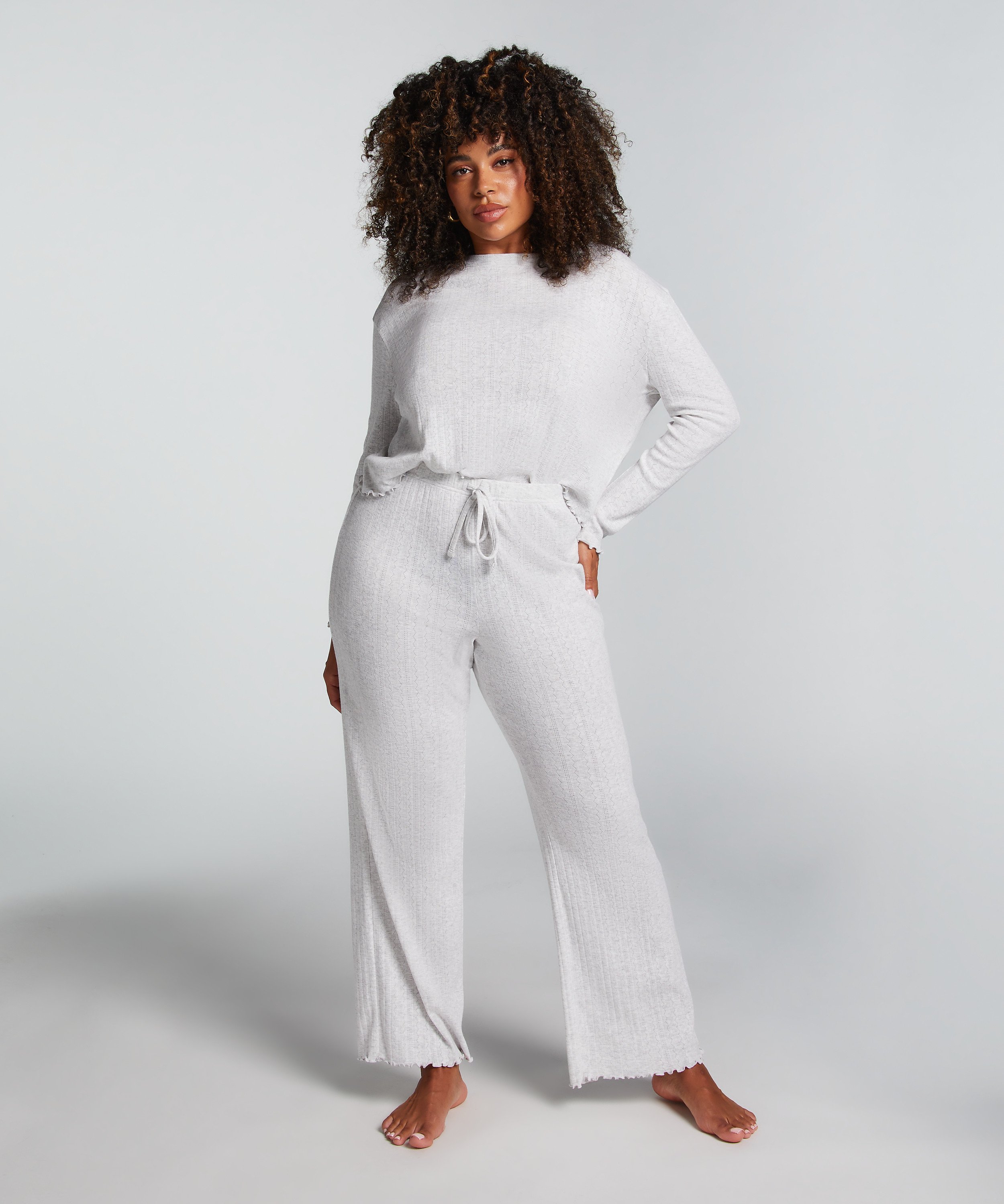 Pointelle Pyjama Pants, Beige, main