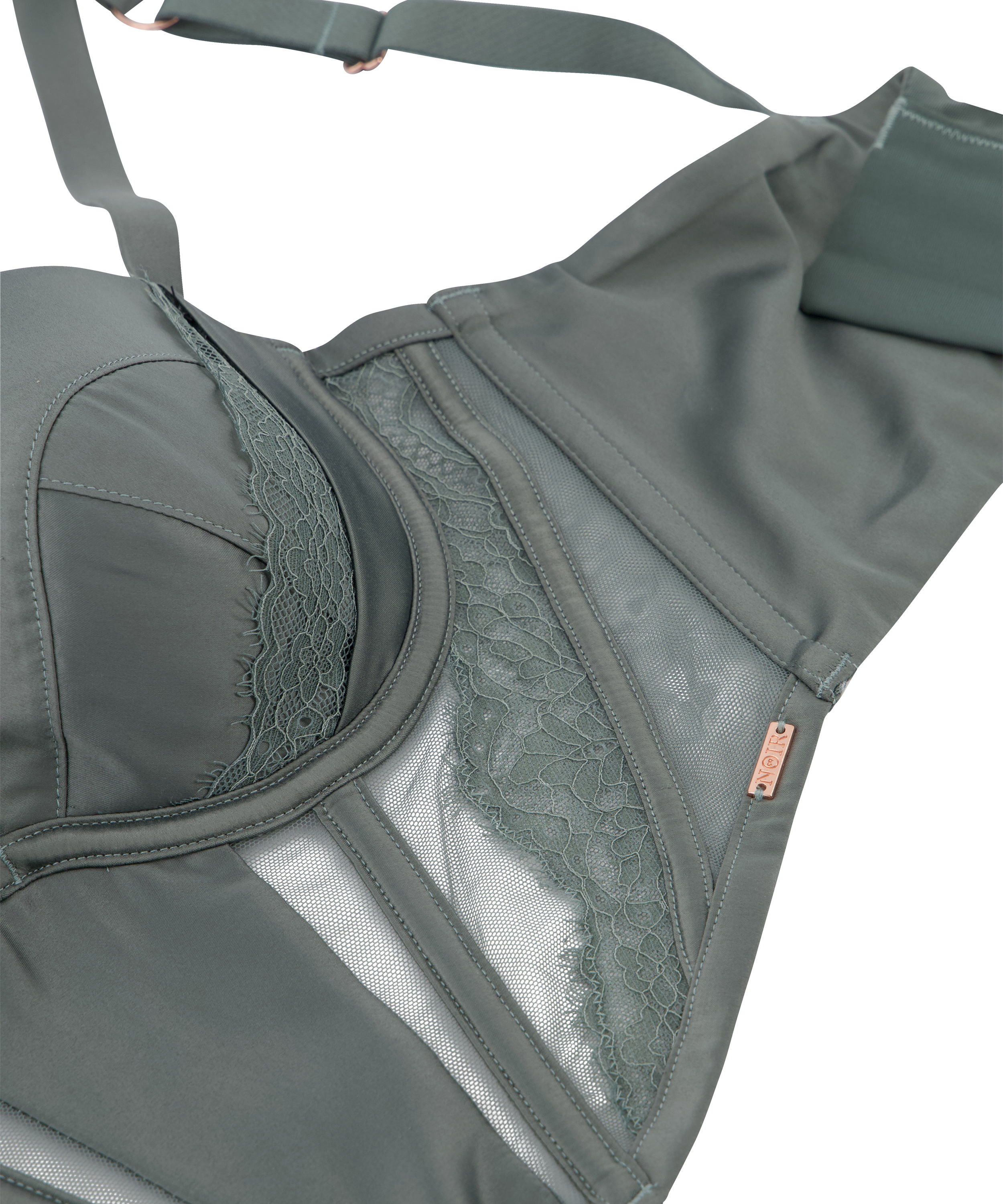 Nicole Padded Underwired Longline Bra, Green, main