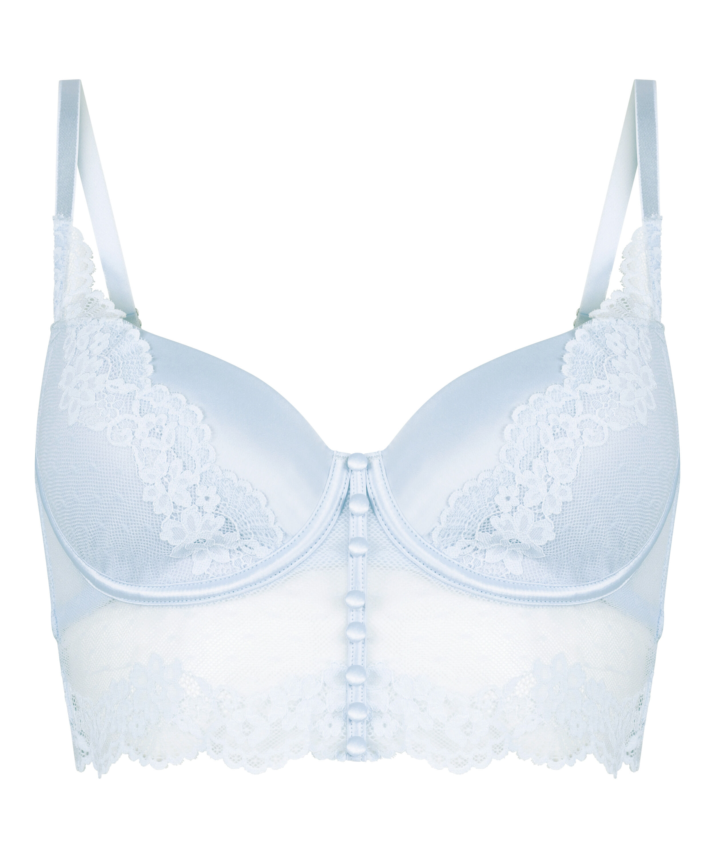 Laila Padded Underwired Longline Bra, Blue