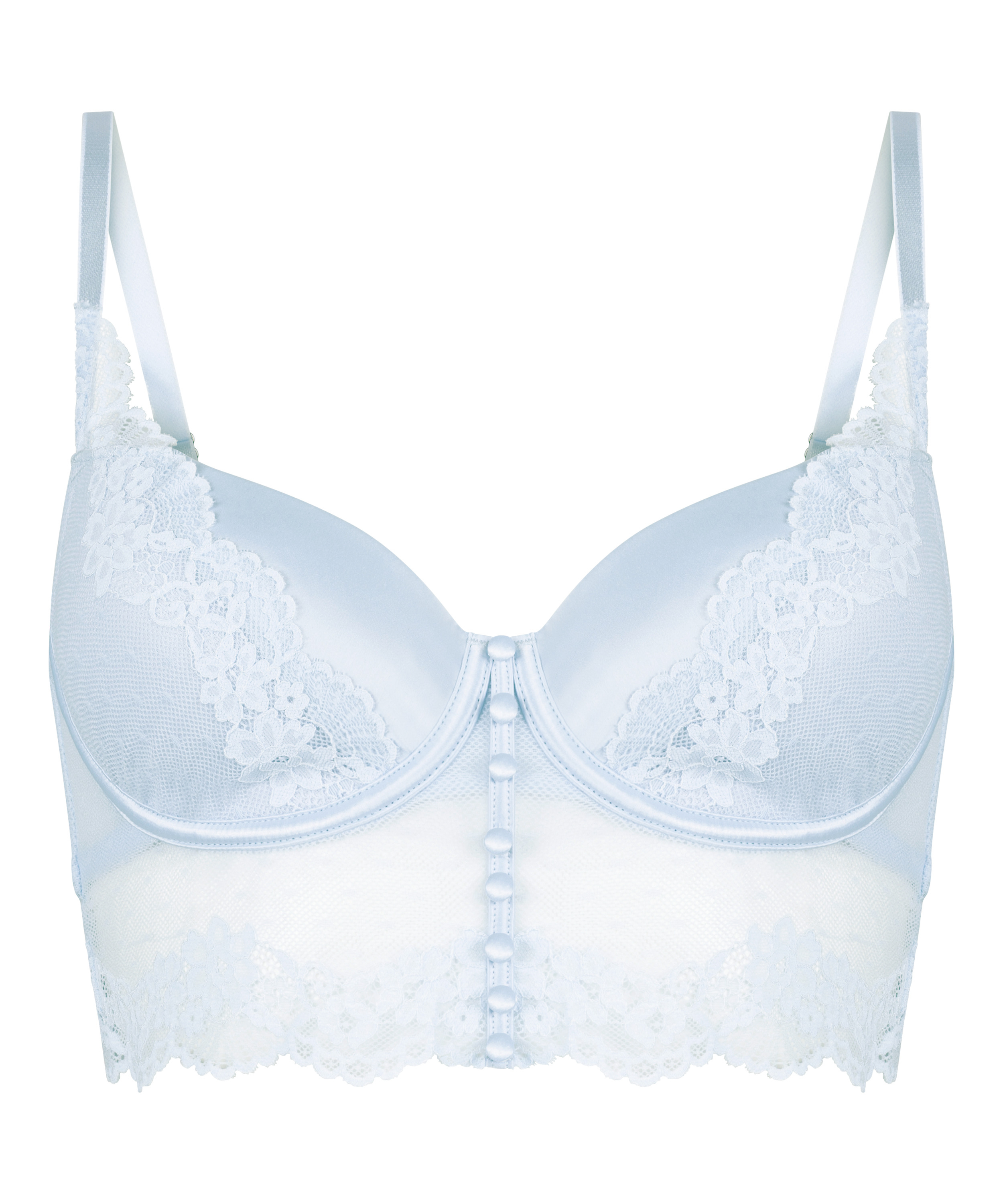 Laila Padded Underwired Longline Bra, Blue, main
