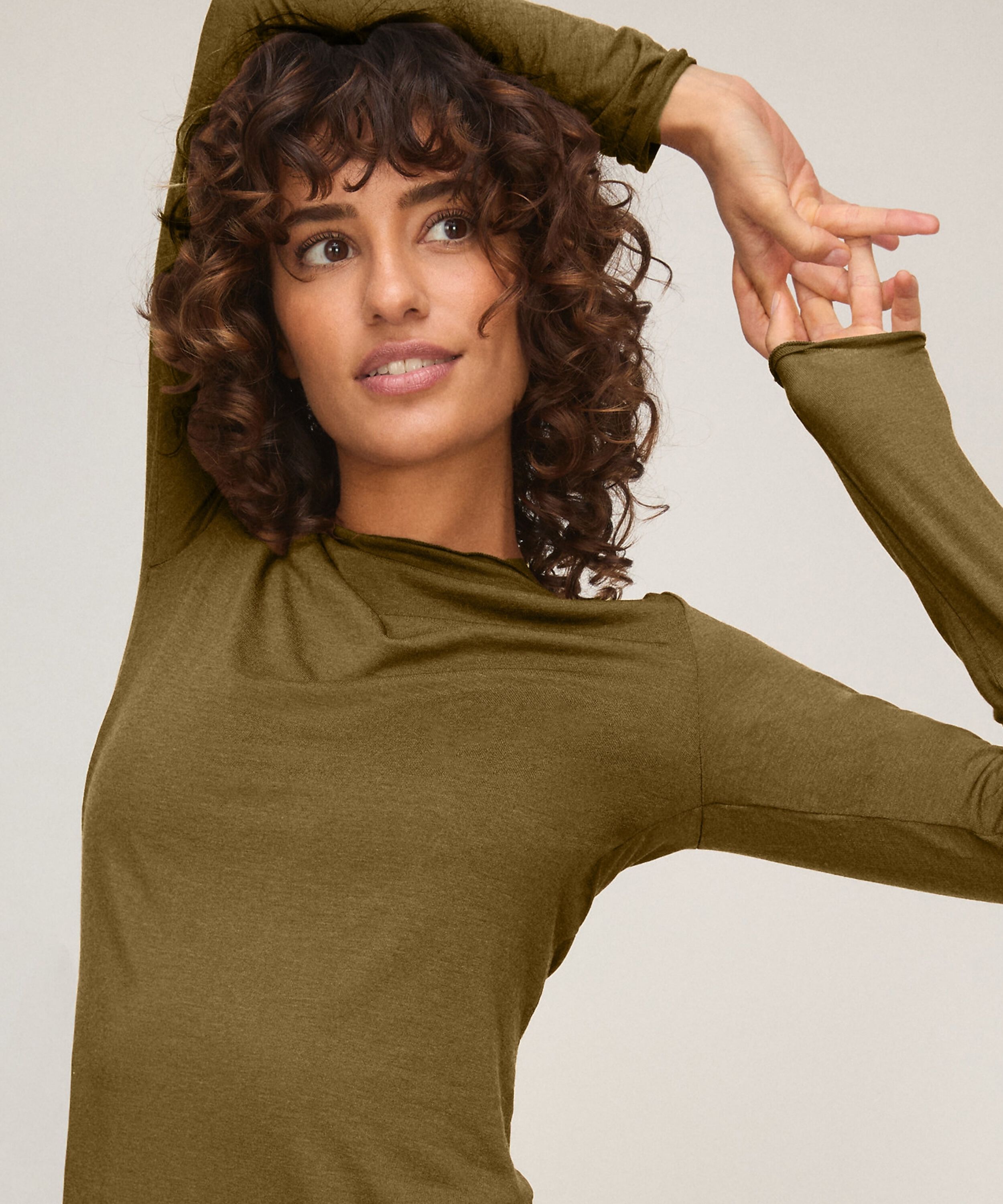super soft Boatneck shirt with Cashmere, Green