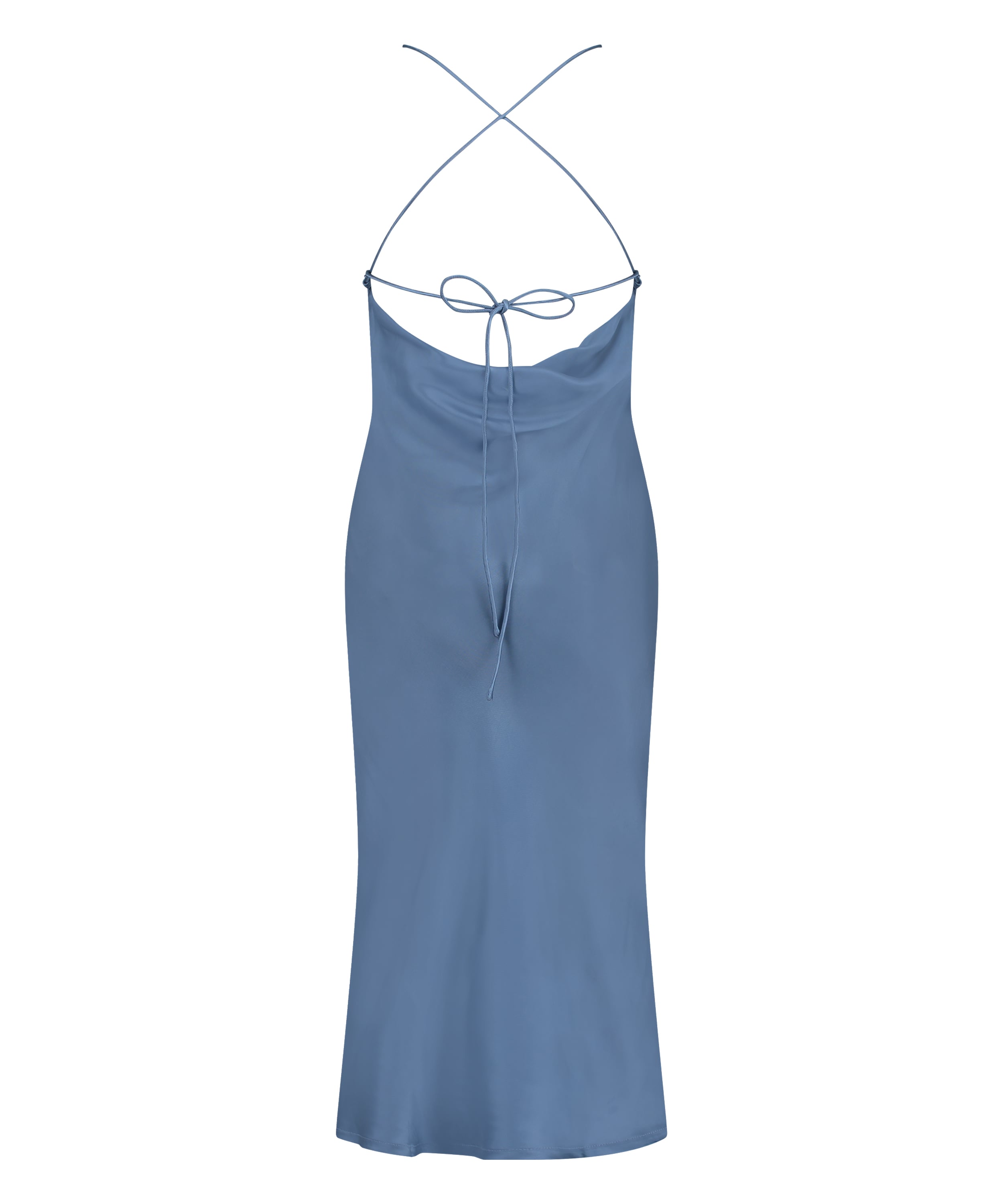 Satin Midi Dress, Blue, main