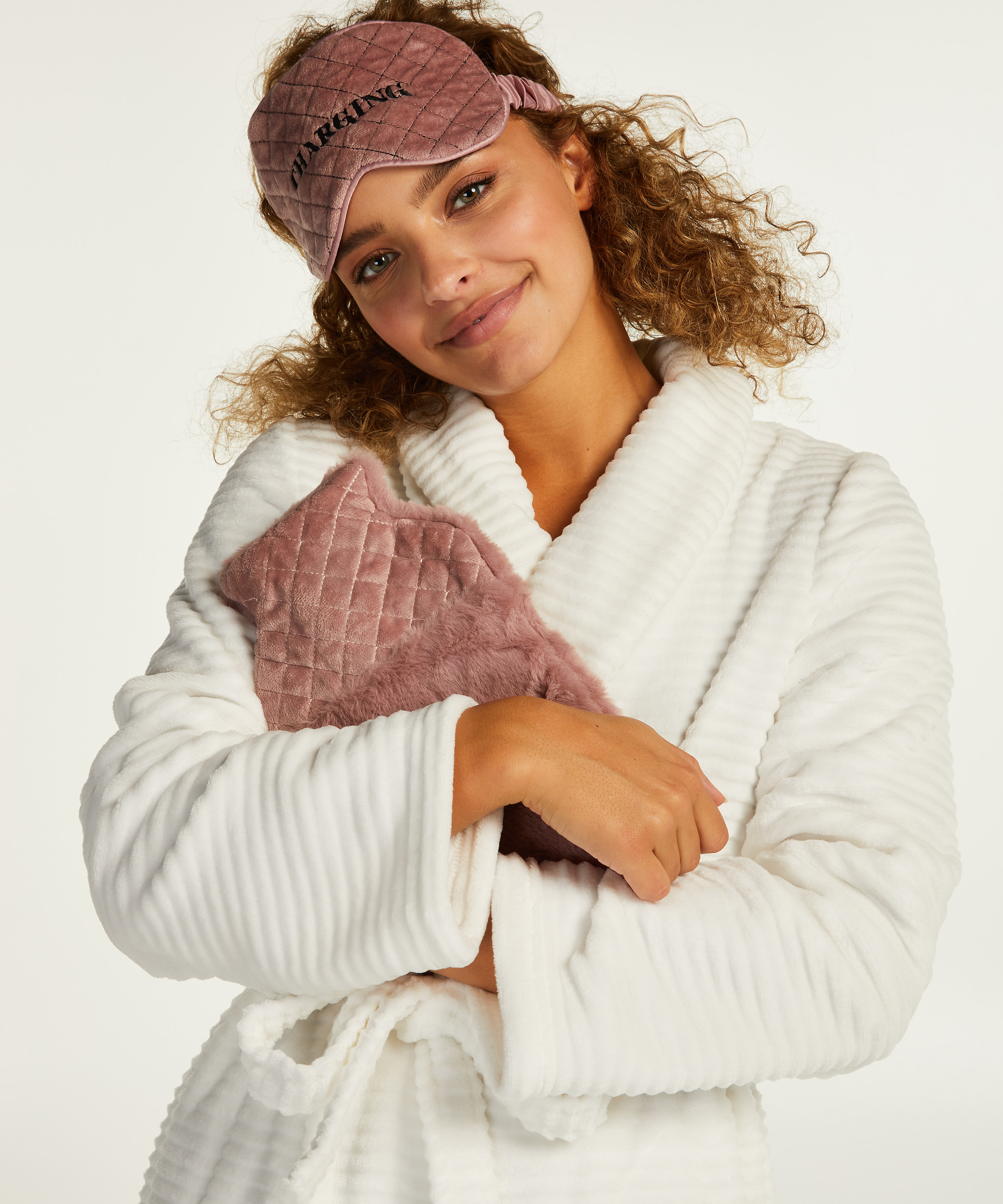 Hot Water Bottle And Eye Mask Set, Pink, main