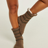 Lurex Knit Socks, Brown