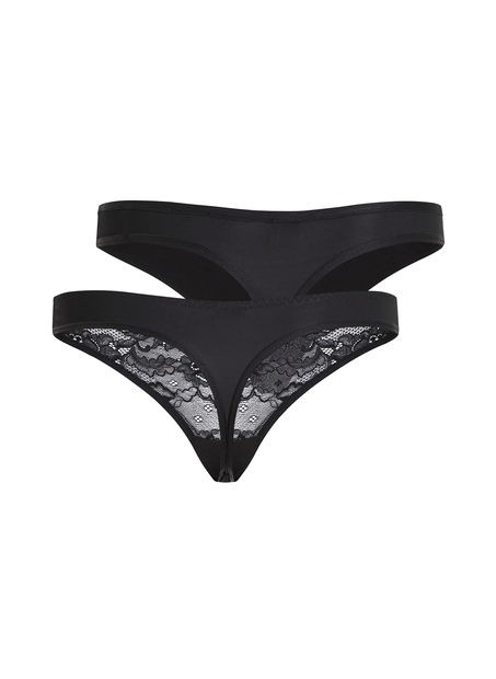 2-pack Angie Thongs, Black