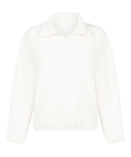 Top Half Zip Sporty Fleece, White