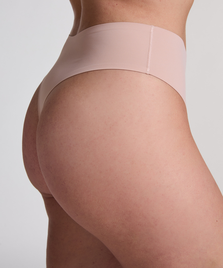 High Waisted Thong Smooth, Beige