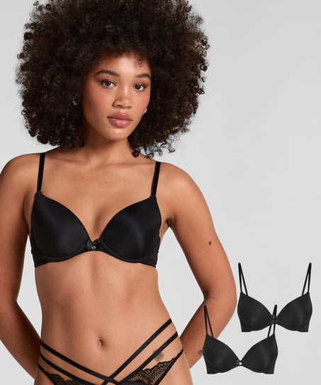 2-Pack Padded Underwired Bra, Black