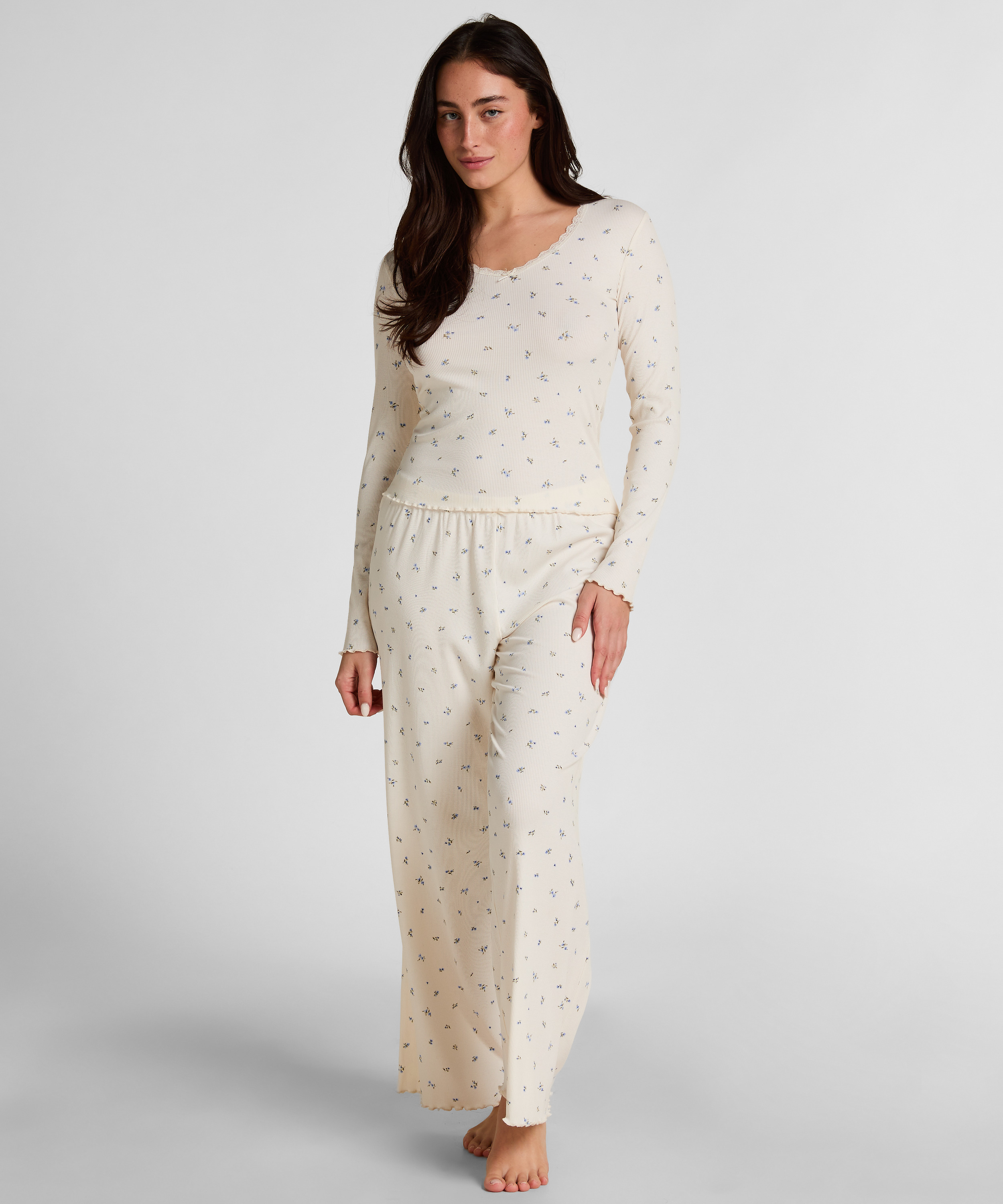 Daisy Pyjama Top, White, main