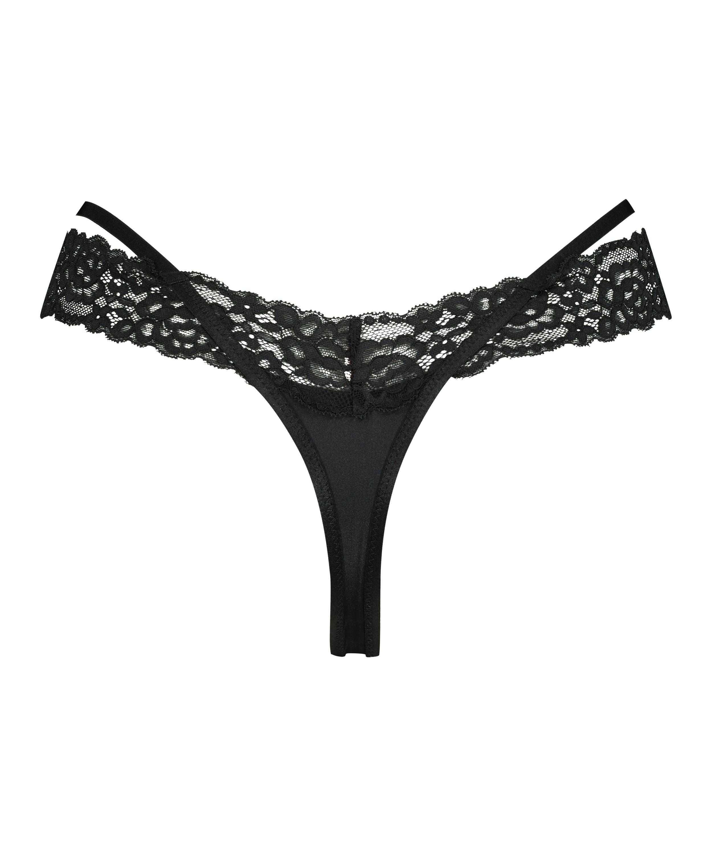 Elliena Extra Low V Thong, Black, main