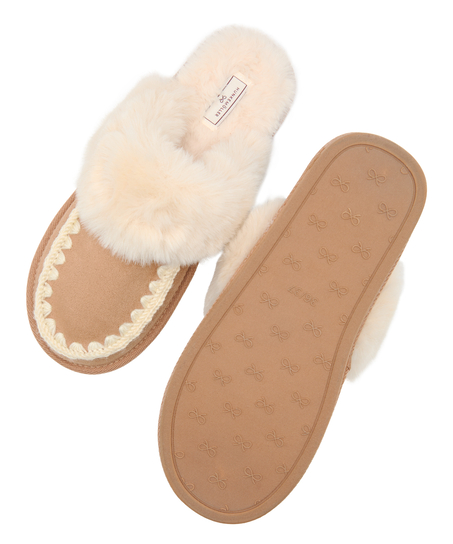 Slipper Faux Suede Stitching, Brown