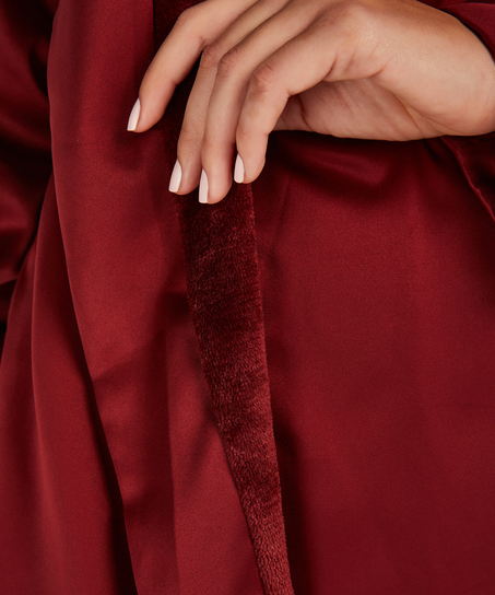 Satin Fleece Bathrobe, Red