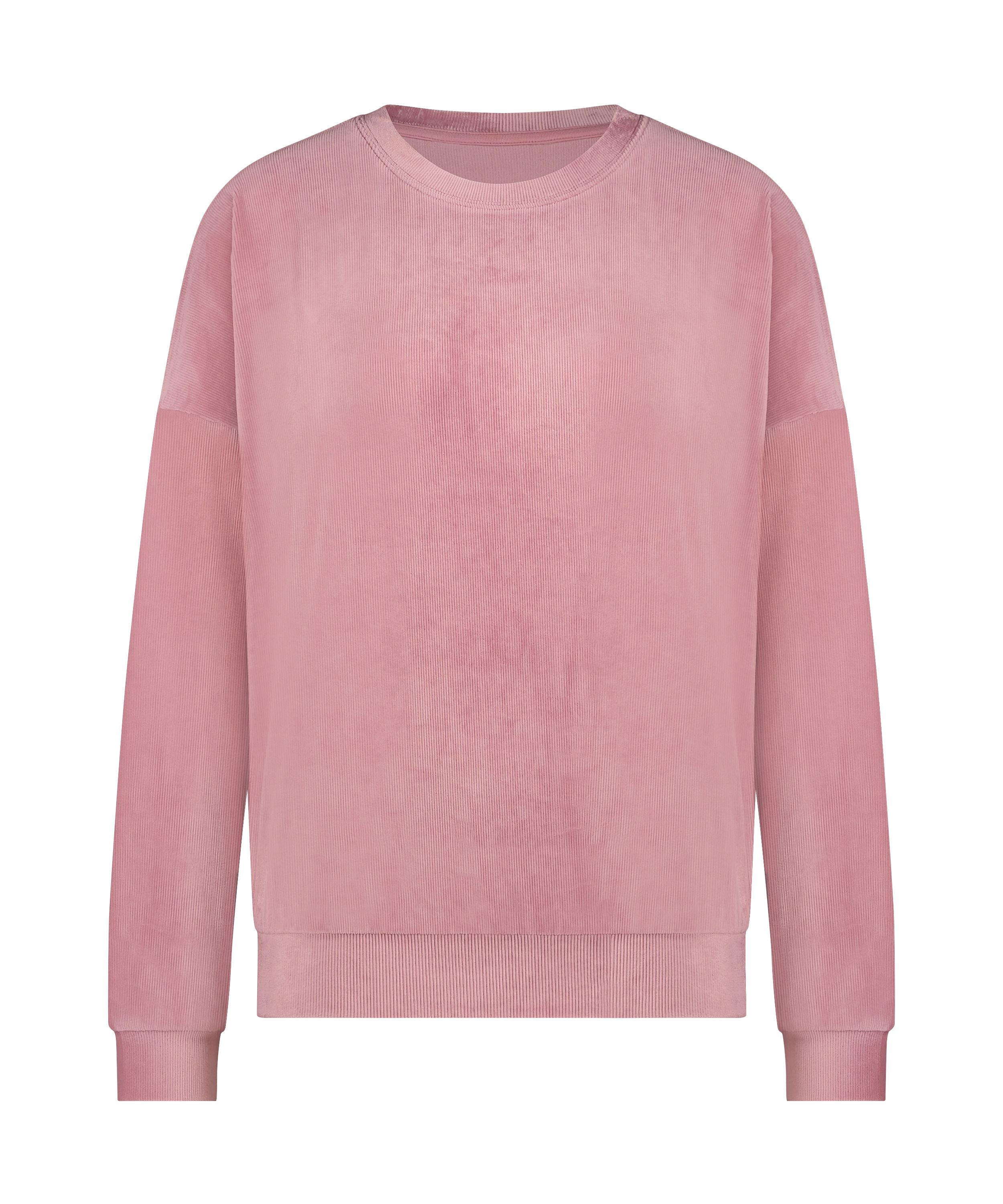 Velour rib top with long sleeves, Pink, main