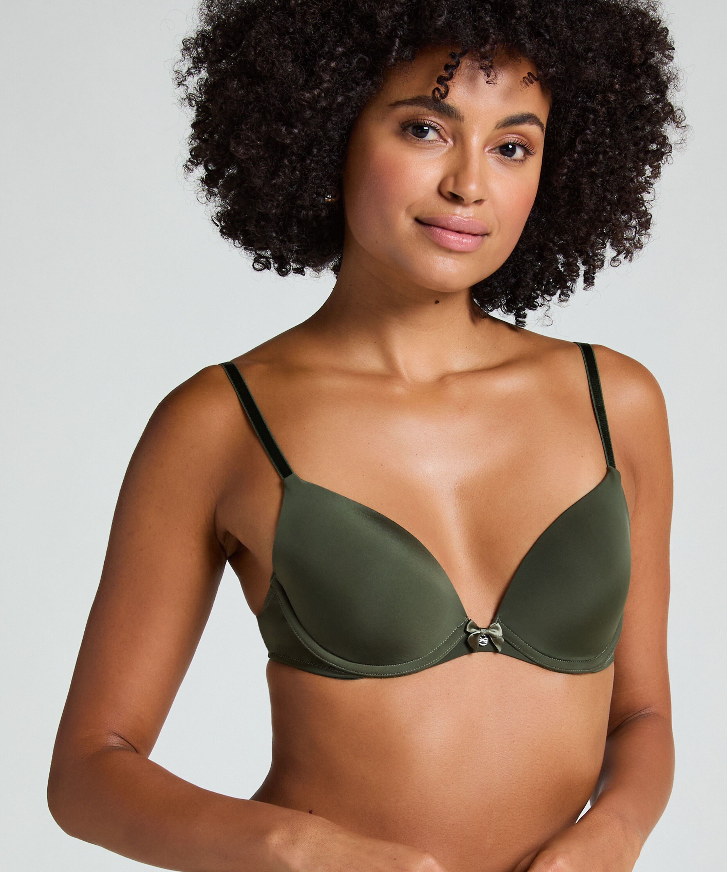 Plunge Padded Underwired Bra, Green