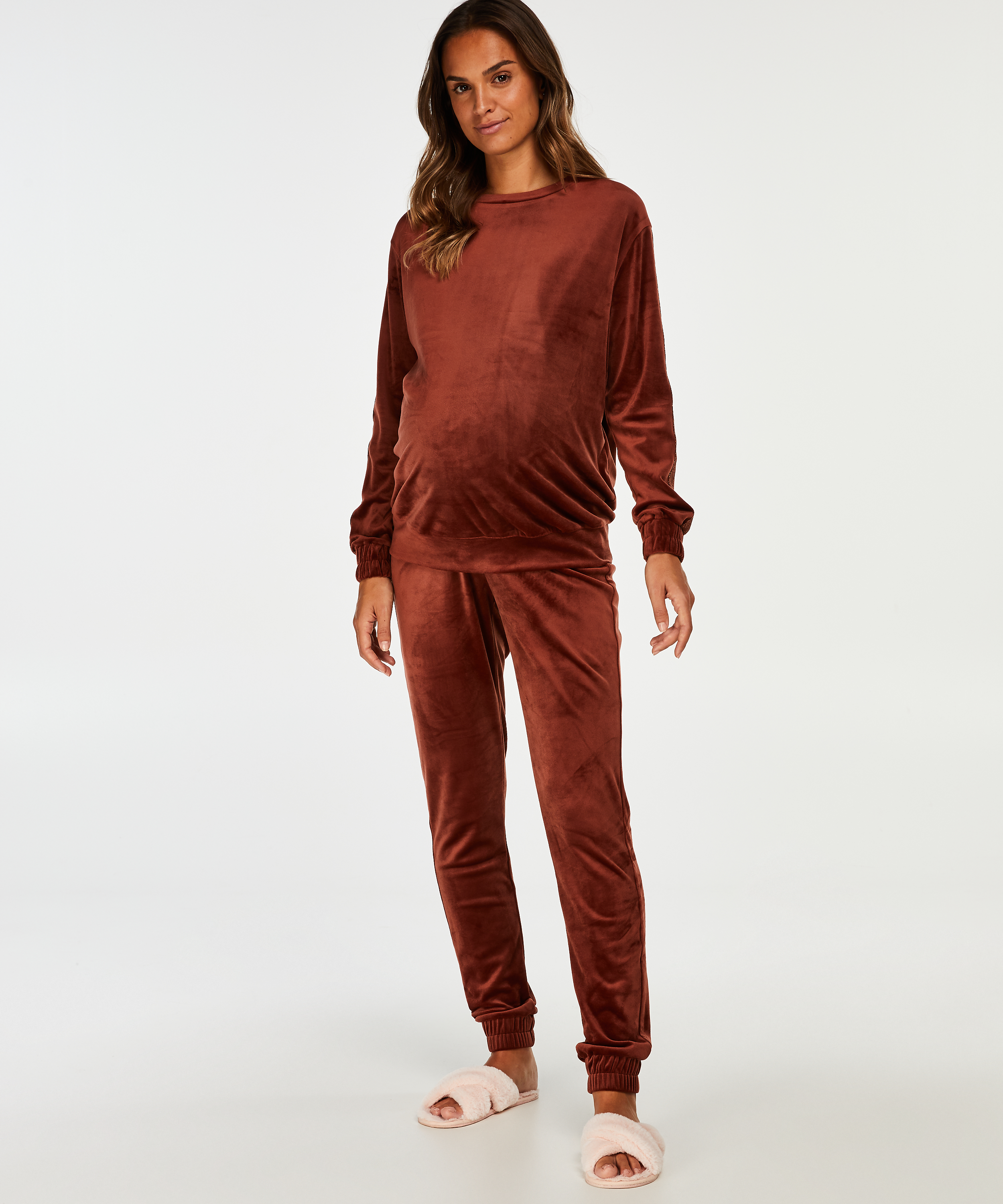Velvet Shimmer maternity top, Brown, main