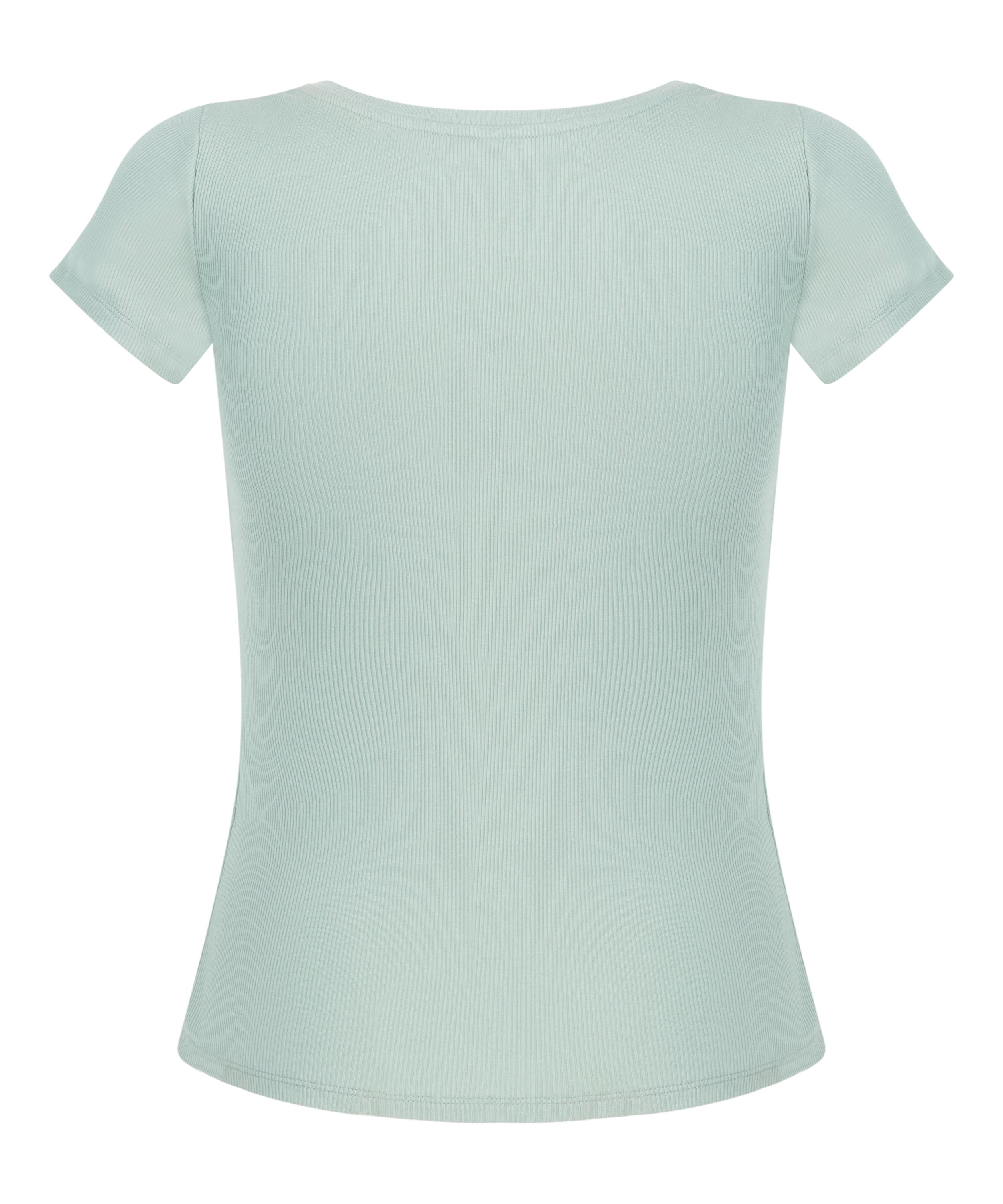 Ribbed Jersey Short-Sleeved Pyjama Top, Green, main
