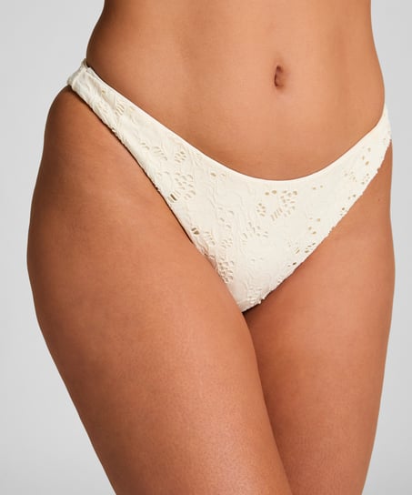 Crochet High Leg Bikinibottom, White