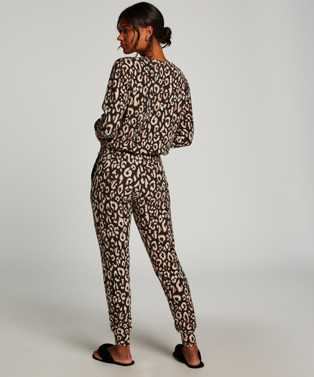 Jersey Long-Sleeved Pyjama Top, Black