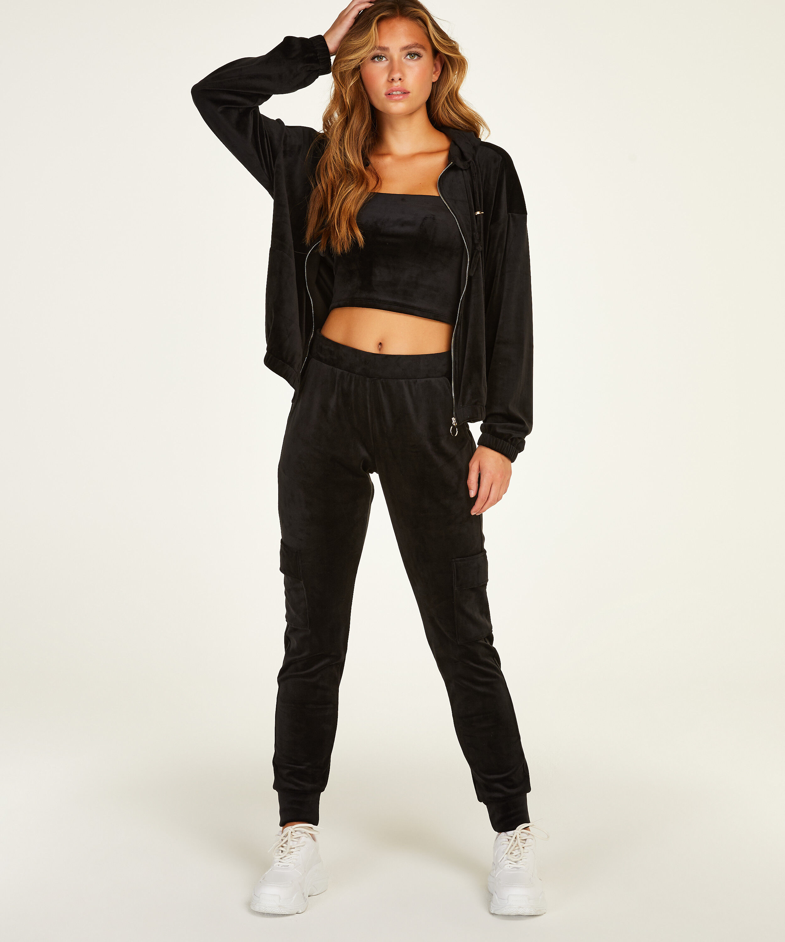 Velour hoodie jacket - Pajama Tops - Hunkemöller