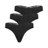 3 Pack Lace Black Invisible Thong, Black