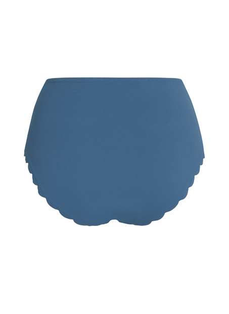 Scallop High Waist Rio Bikini Bottom, Blue