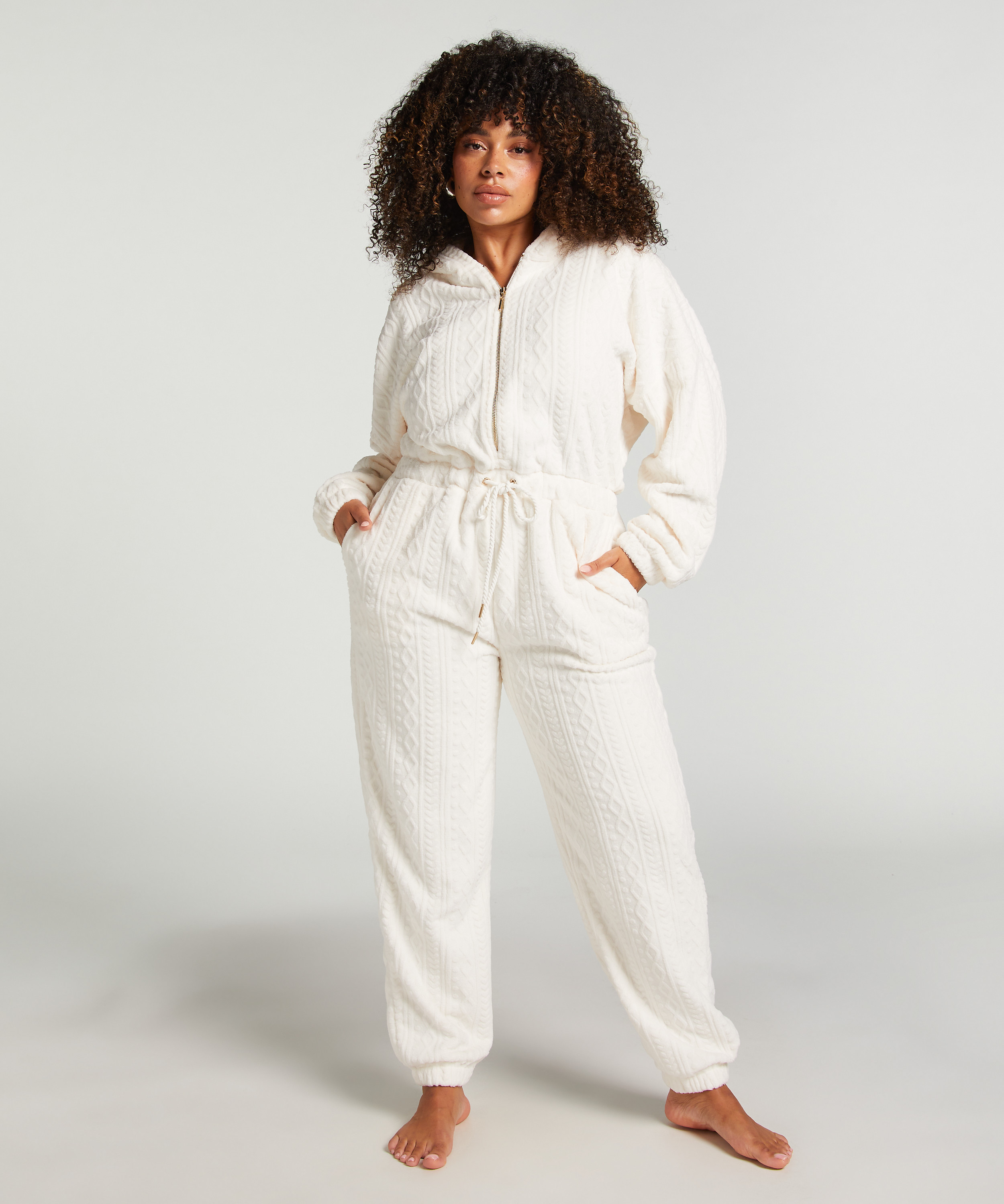 Fleece Onesie, White, main