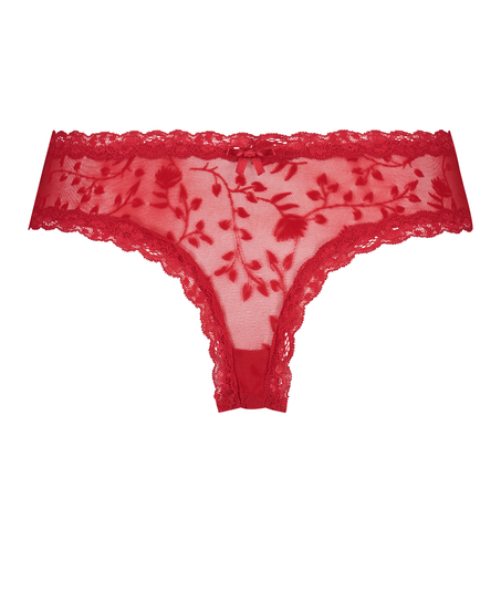 V-shaped Brazilian knickers mesh, Red