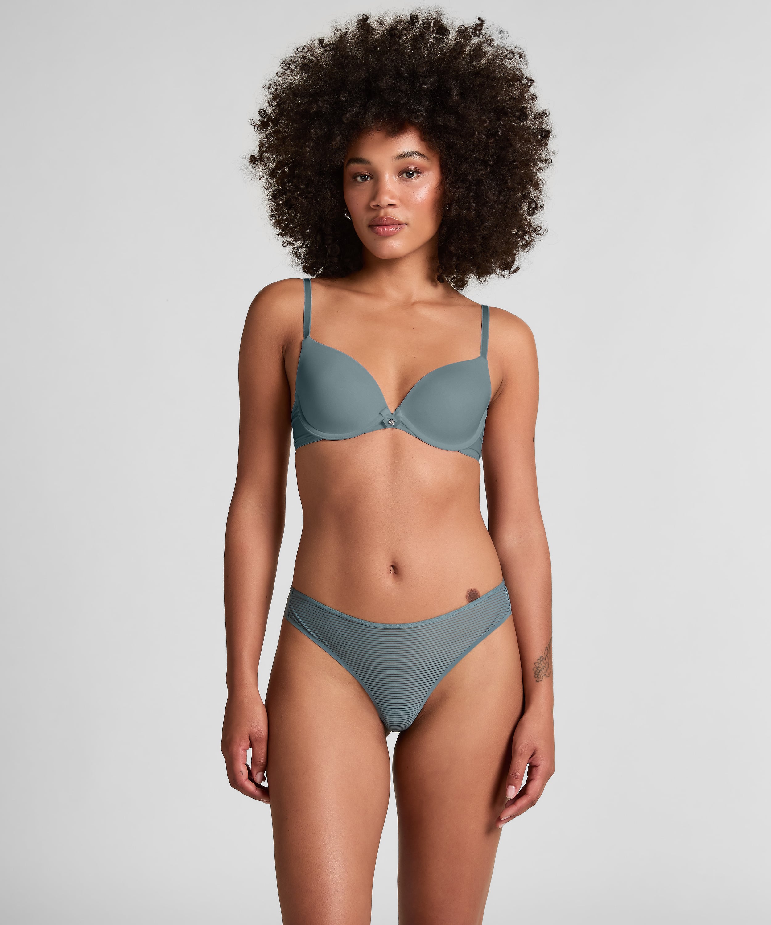 Invisible thong Stripe mesh, Gray, main