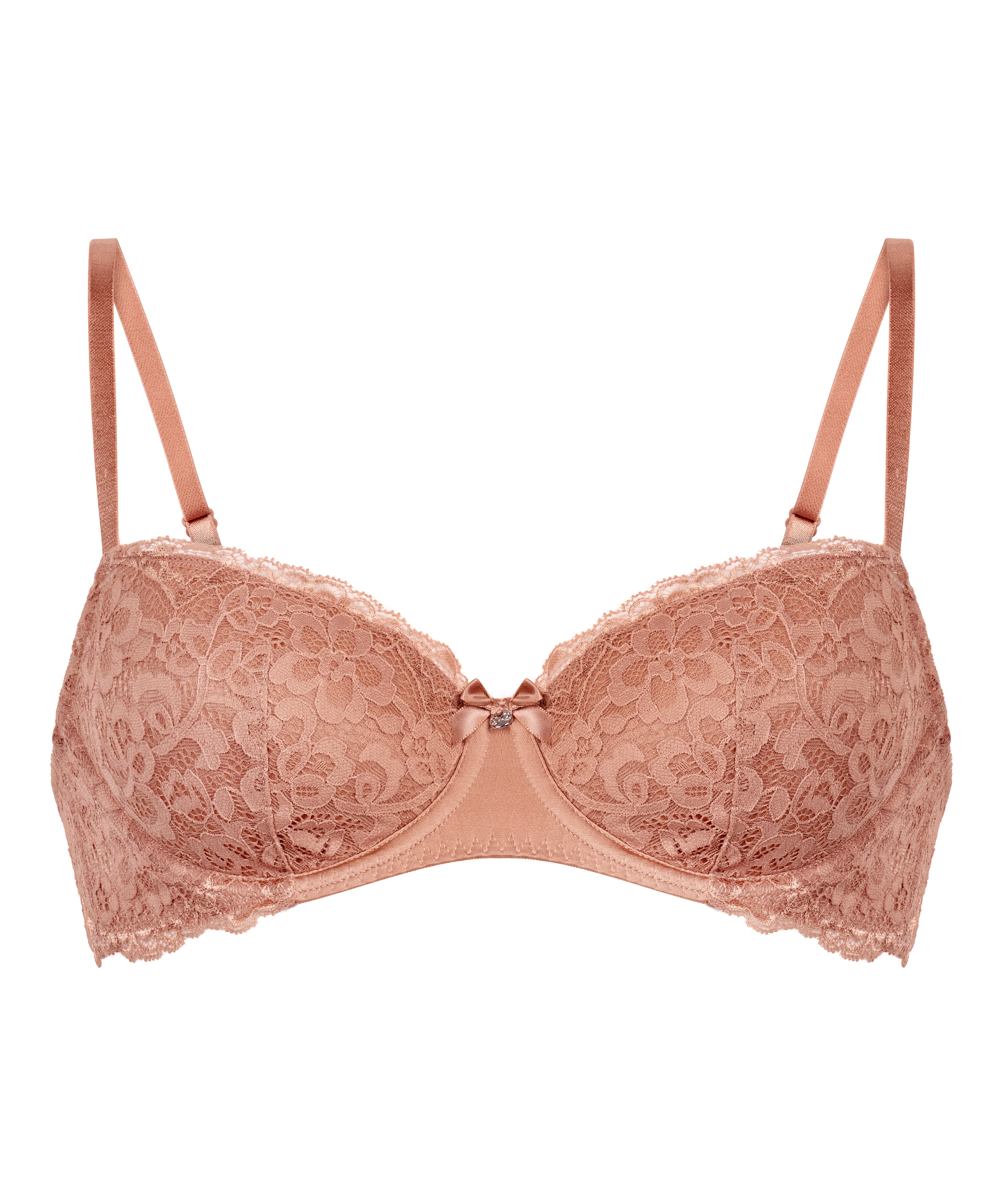 Marine Padded Underwired Bra, Brown, main
