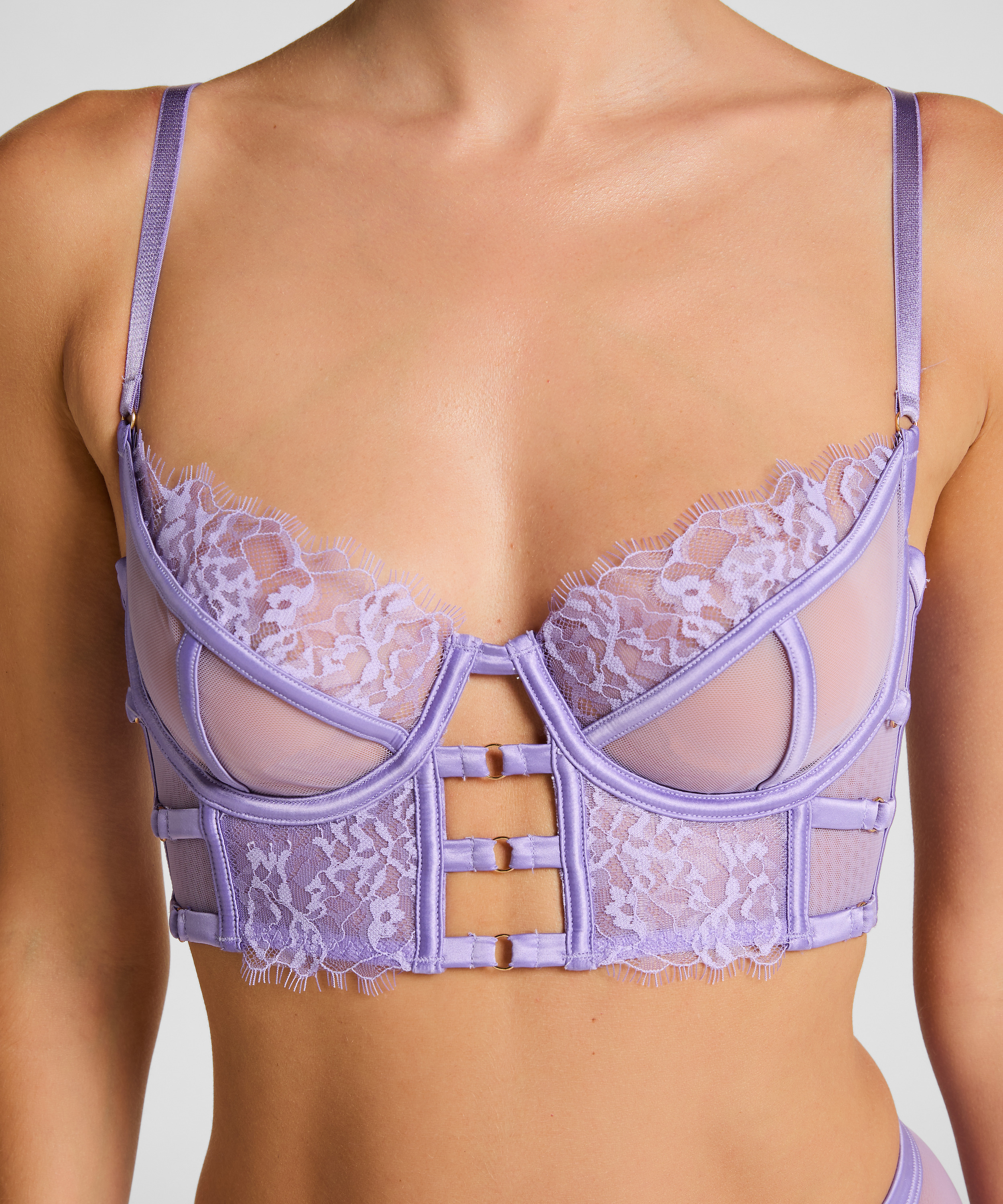 Nienke Non-Padded Underwired Longline Bra, Purple, main