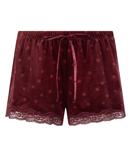 Velvet lace shorts, Purple