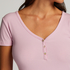 Rib Short-Sleeved Top, Pink