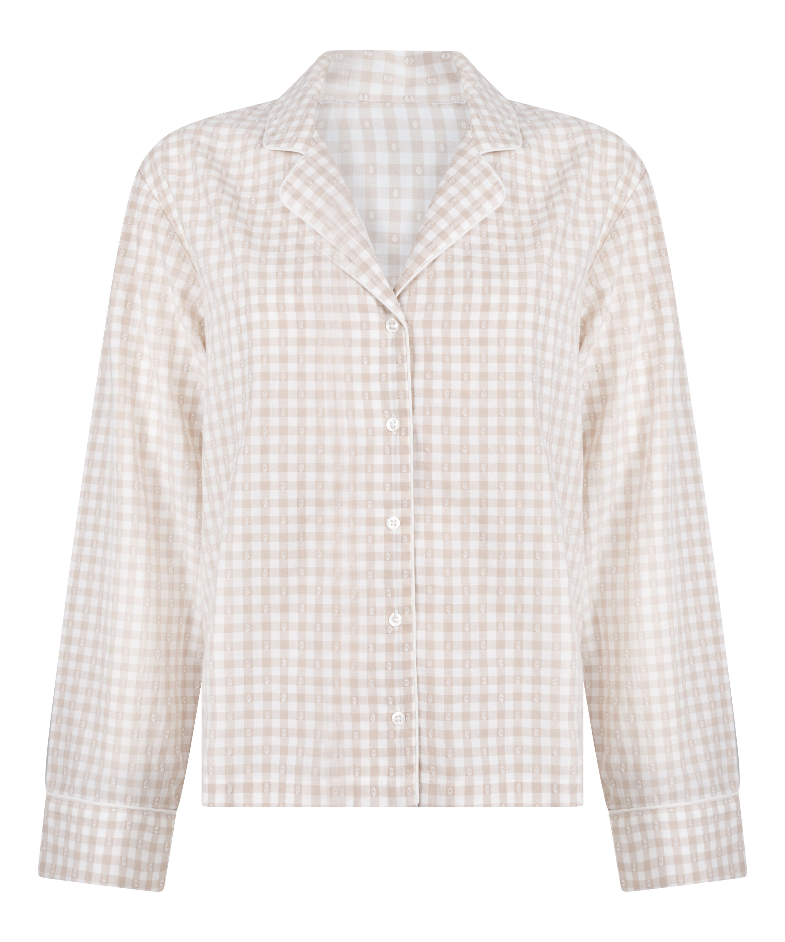 Dobby Pyjama Jacket Woven Cotton, Beige