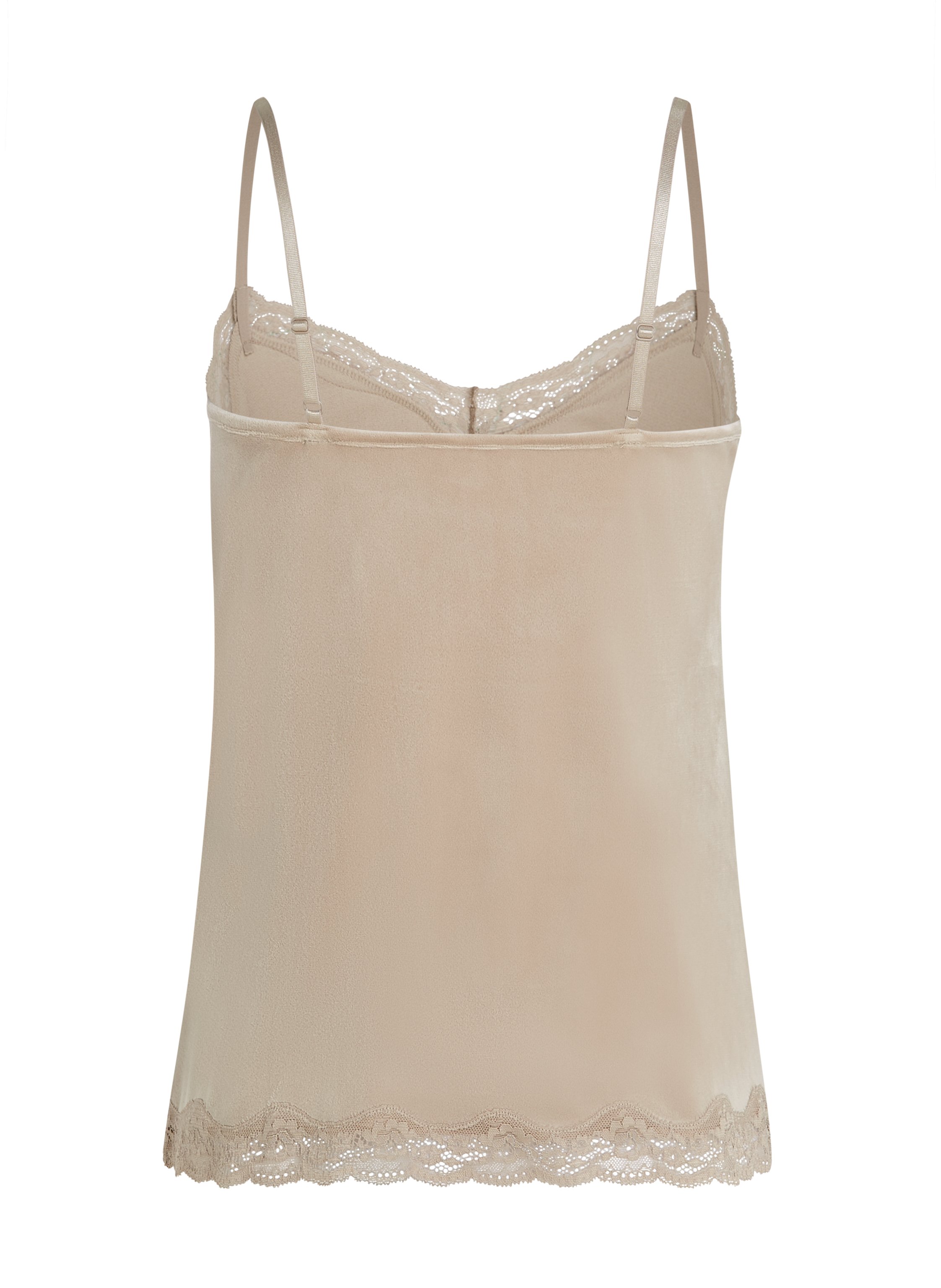 Velours Lace Cami Top, Beige, main