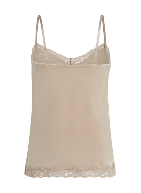 Velours Lace Cami Top, Beige