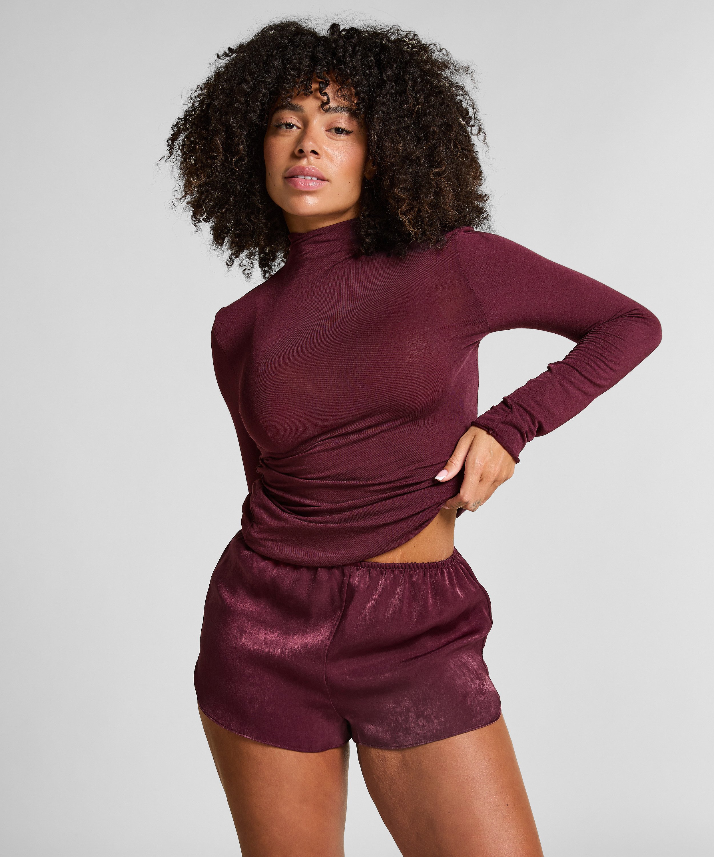 Short Satin Minimal, Purple, main