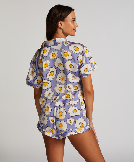 Satin pyjama shorts, Purple