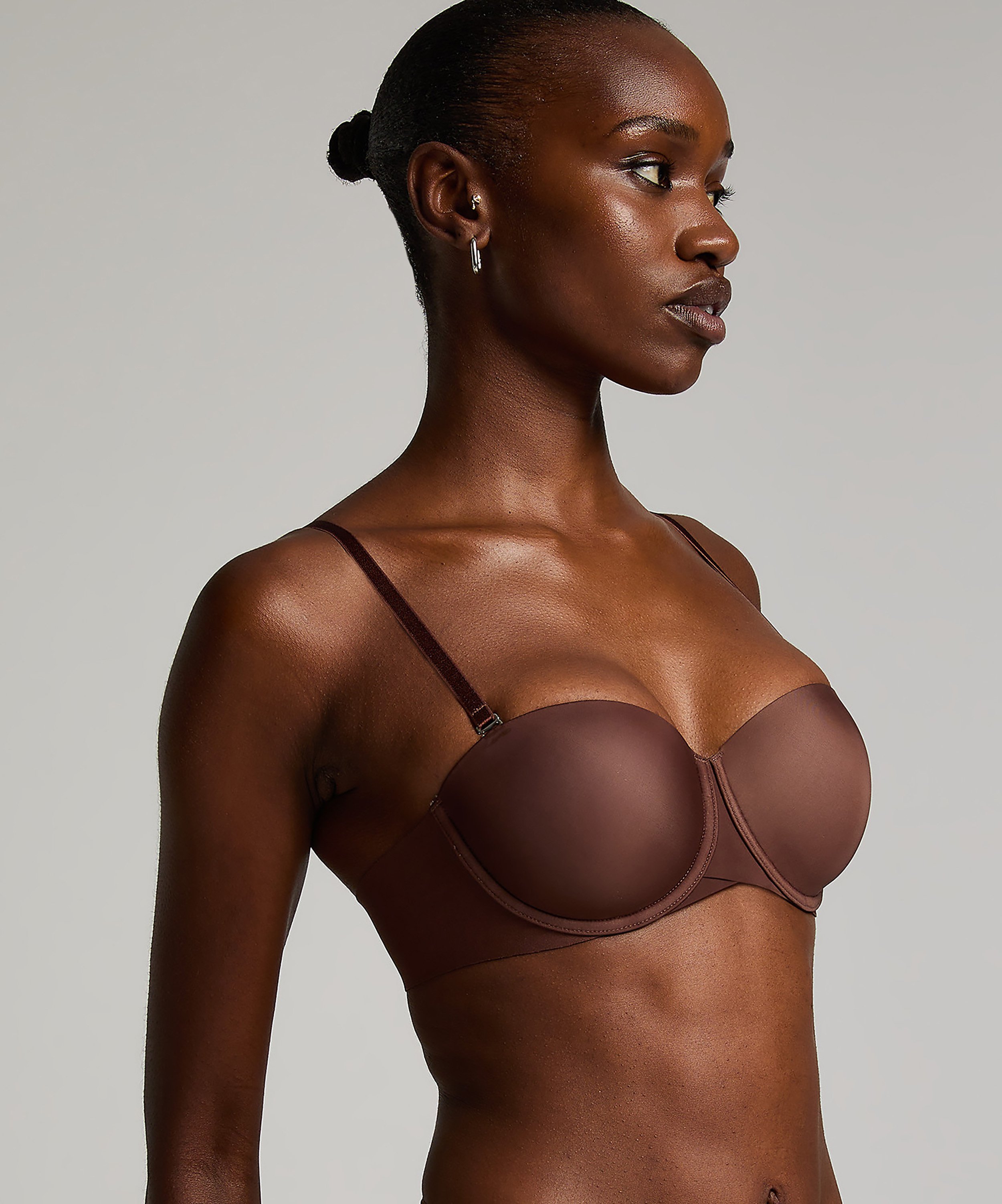 Jane Padded Strapless Underwired Bra, Brown, main