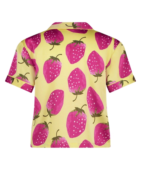 Satin Short-Sleeved Jacket, Yellow